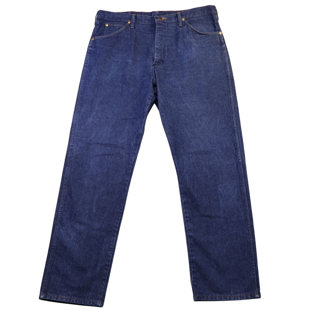 Wrangler Mens 38x32 Jeans Blue Dark Wash Straight Leg Made in USA 13MWZ Style
